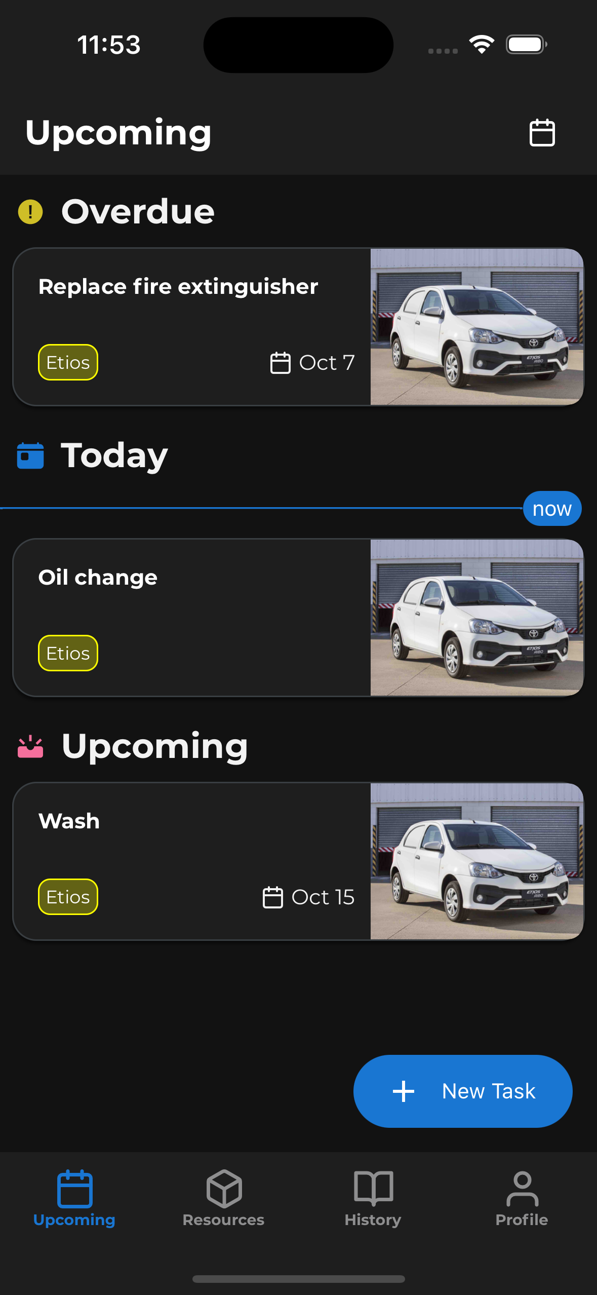 Upcoming Car Tasks
