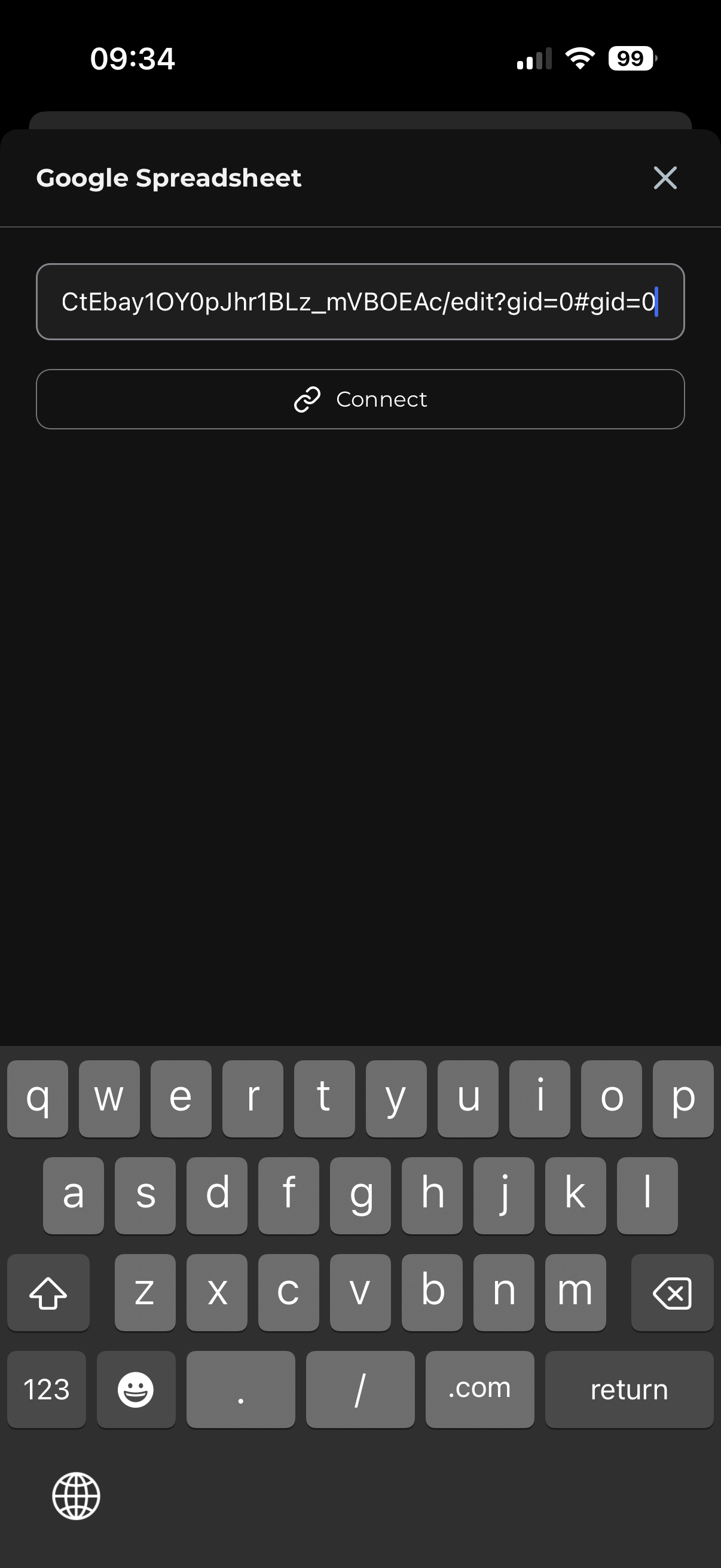 Google Sheets integration step 1