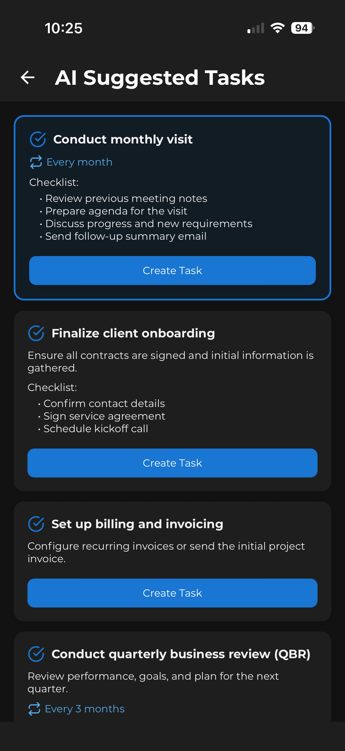 AI task creation step 2